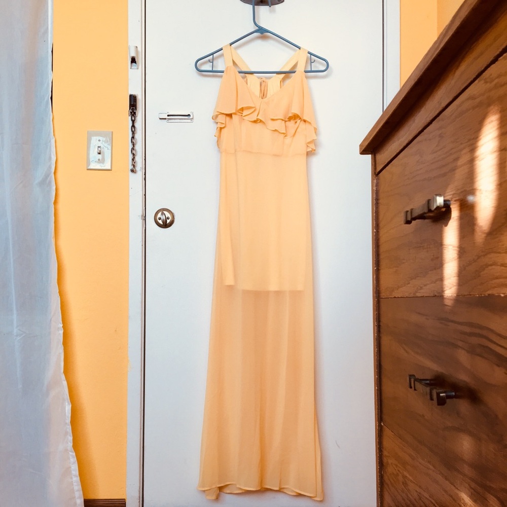 Yellow Cold-Shoulder Dress/Gown